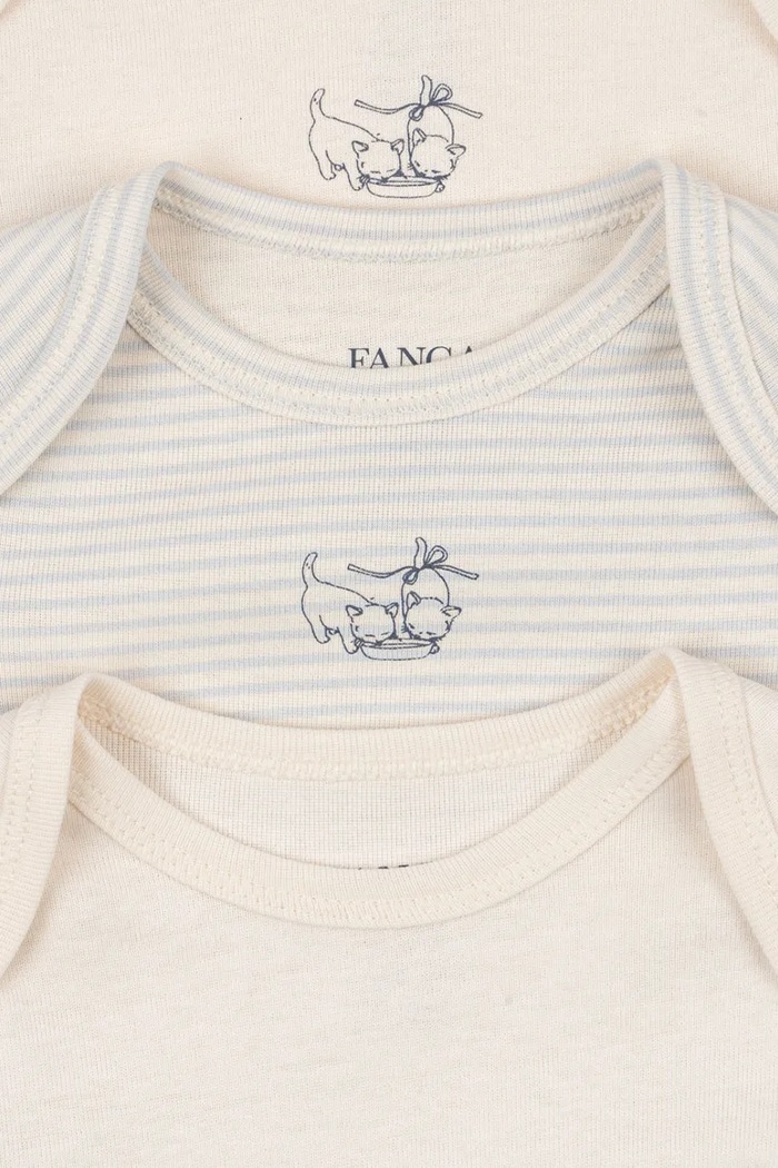 Băieți Fanga Fontana body bebe FIO STRIPE 3 PACK LS BODY OCS 3-pack FA100035 bej