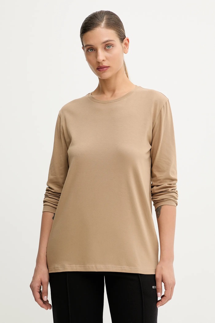 Tričko s dlhým rukávom MUUV. jednofarebný béžová longsleeve.CORE