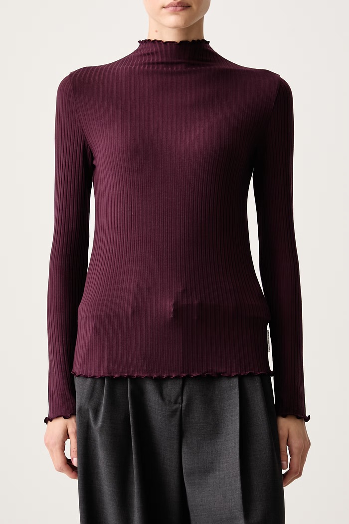 Longsleeve damski z lyocellem Marc O'Polo 5000007536 bordowy