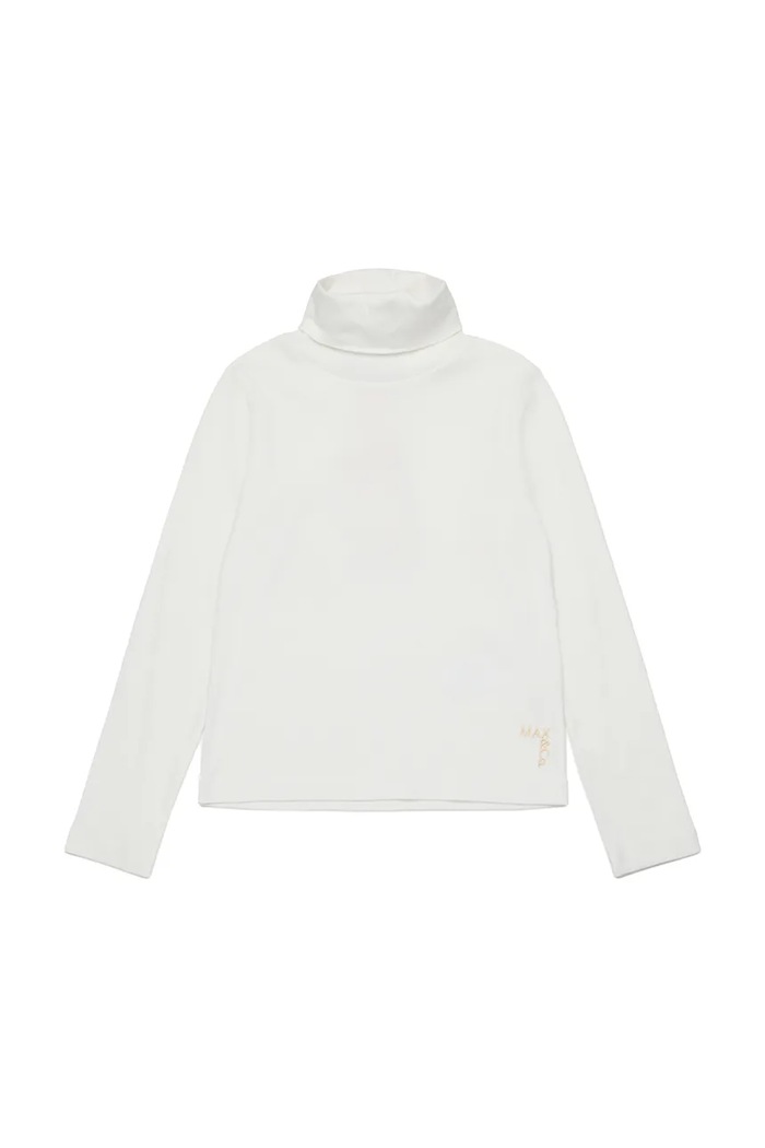 Max&Co. Longsleeve din bumbac pentru copii MAXT25F alb MX0194