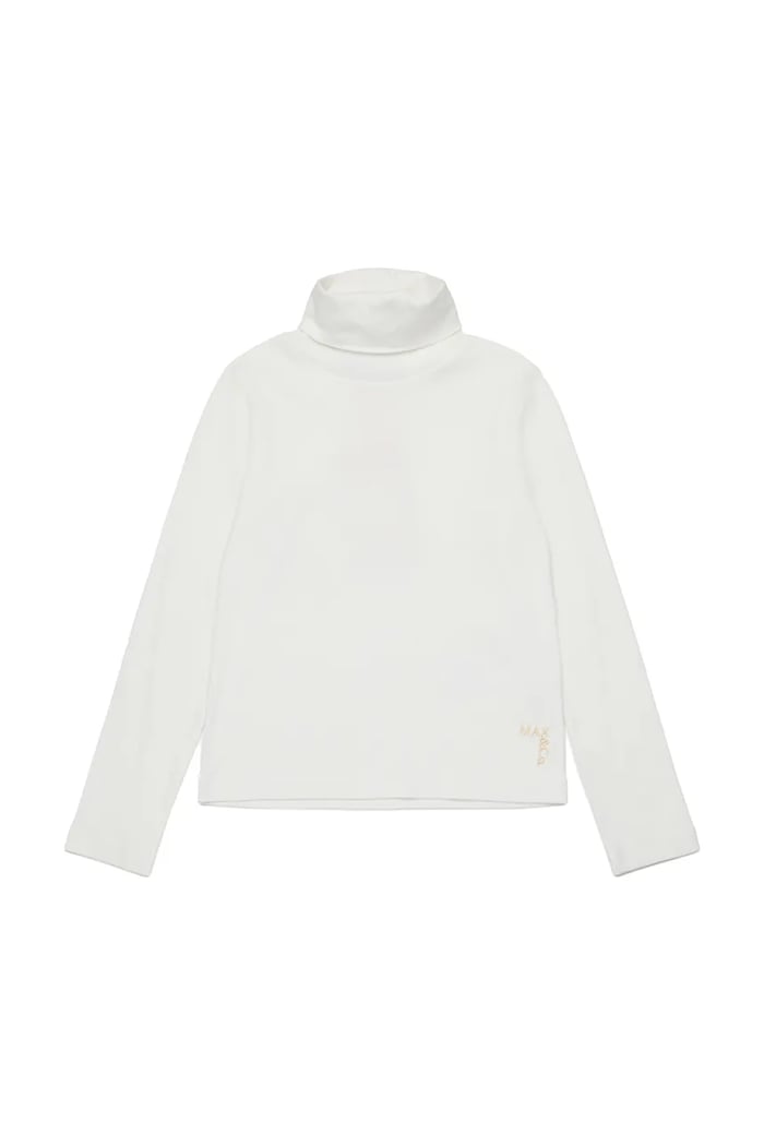 Max&Co. Longsleeve din bumbac pentru copii MAXT25F alb MX0194