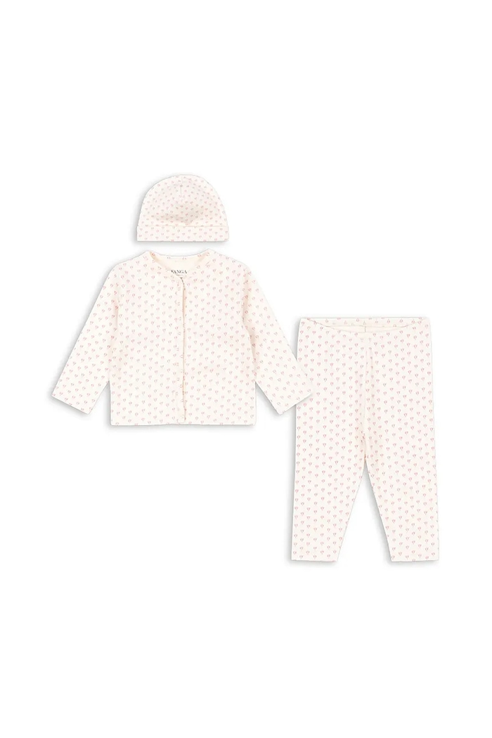 Fanga Fontana komplet niemowlęcy BELLO NEWBORN SET OCS drobny wzór różowy FA100000