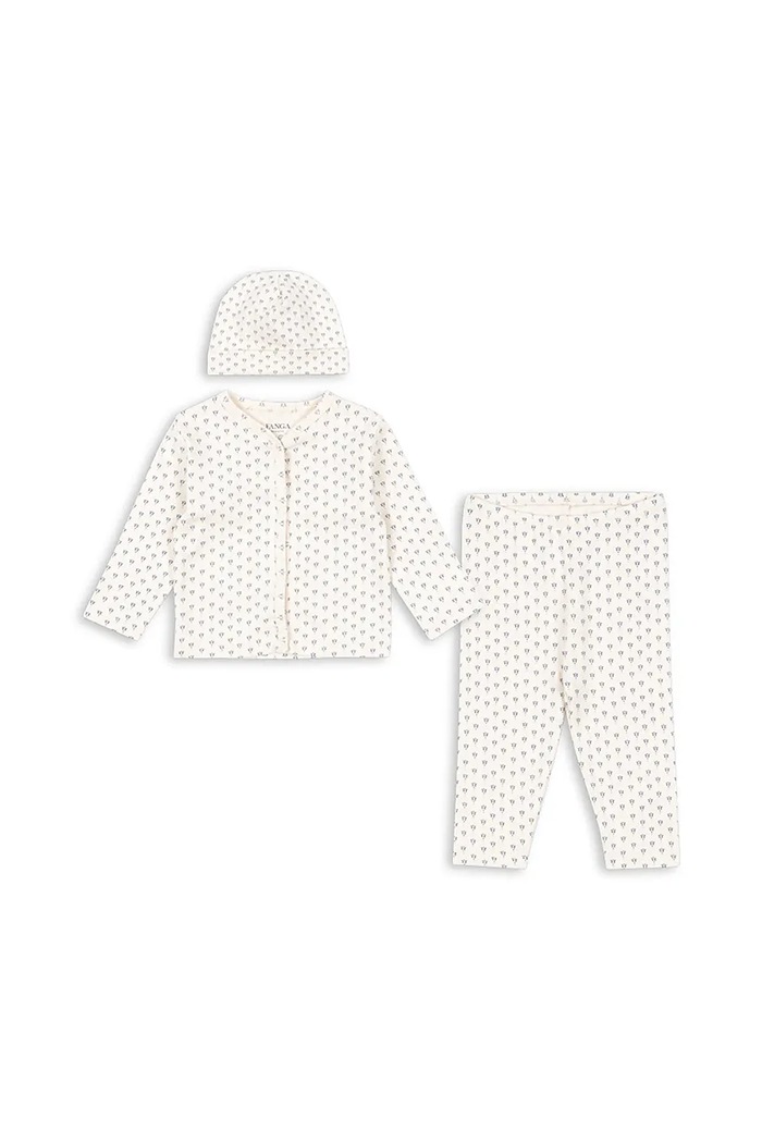Fanga Fontana komplet niemowlęcy BELLO NEWBORN SET OCS drobny wzór beżowy FA100000