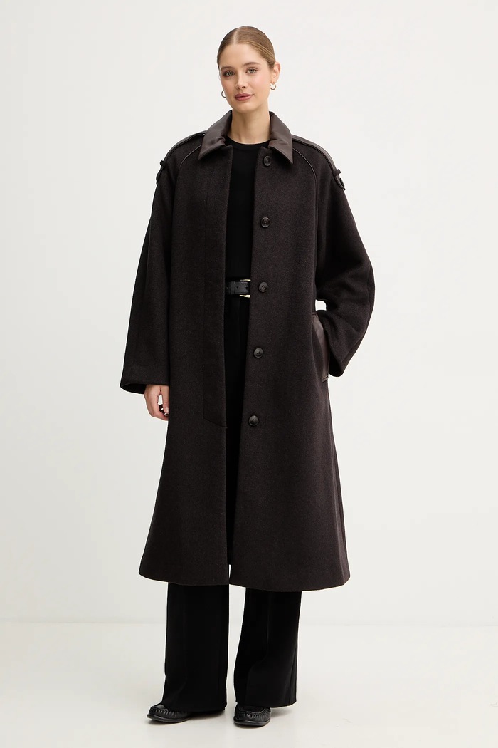 Plašč z dodatkom volne Mos Mosh EVA 172920 rjava AW25