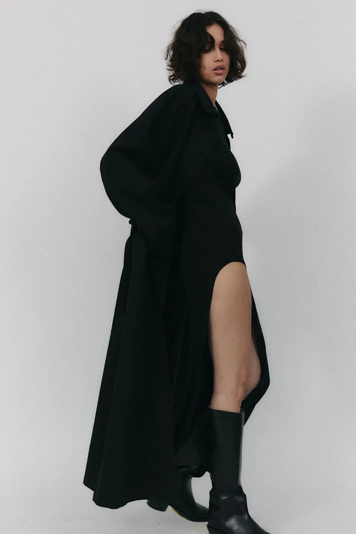 Muuv. duster pentru femei, din bumbac BOUFF negru prochowiec.BOUFF
