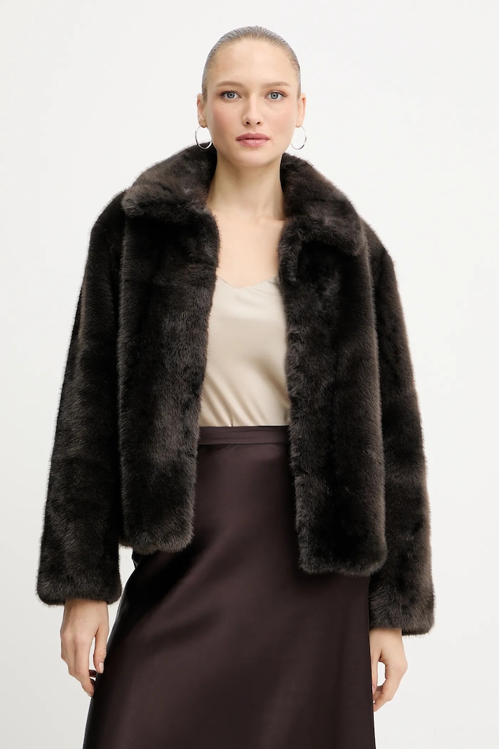Палто Silvian Heach LIZOAIN изкуствен косъм кафяв GPA25011PL