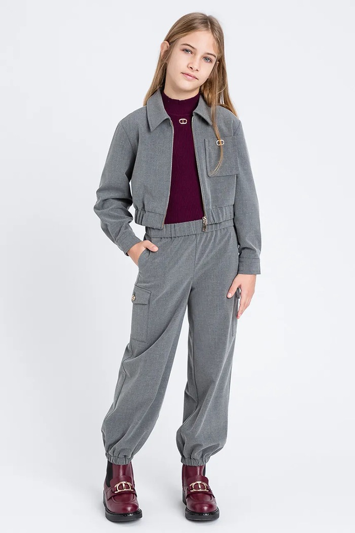 Dětská bunda Twinset přechodné šedá 252GJ2270