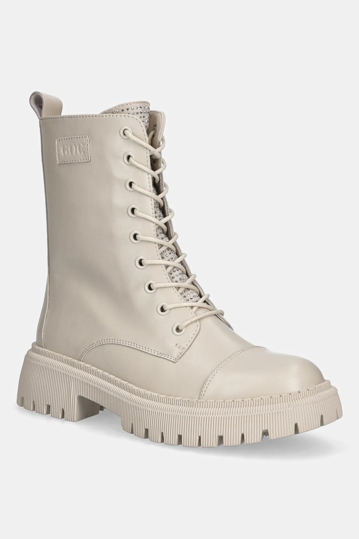 Kožené workery GOE platforma béžová SS2N4122.BEIGE