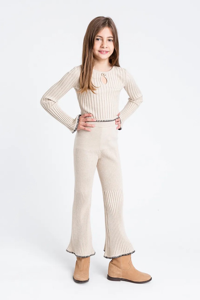 Twinset gyerek nadrág sima bézs 252GJ3091
