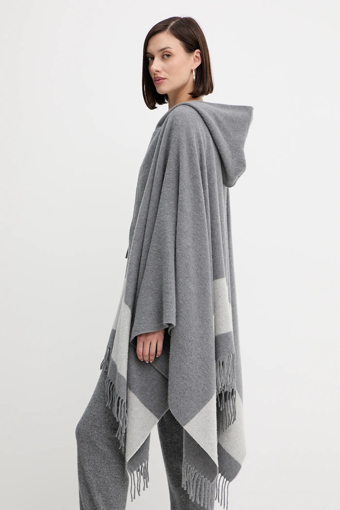 Liviana Conti poncho din lână gri A5WF11