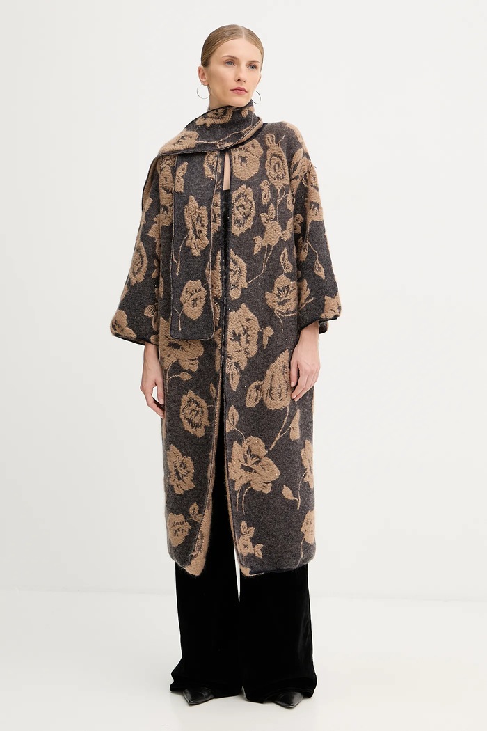 Cardigan din amestec de lână Liviana Conti maro L5WG69