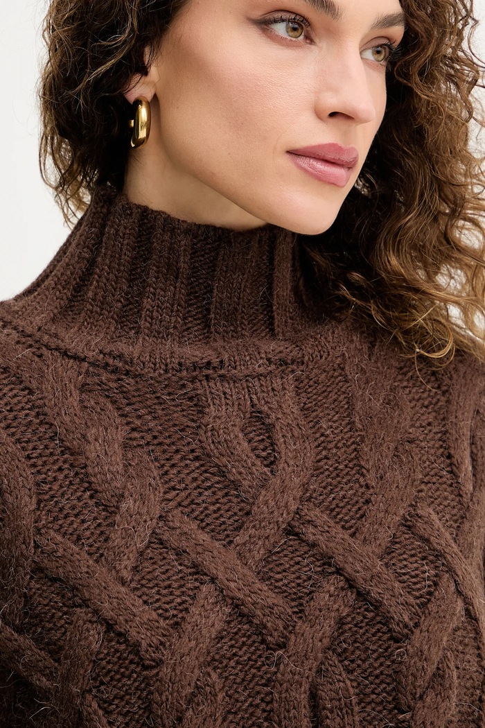 Silvian Heach sweter z domieszką wełny HENRY GPA25255LU brązowy