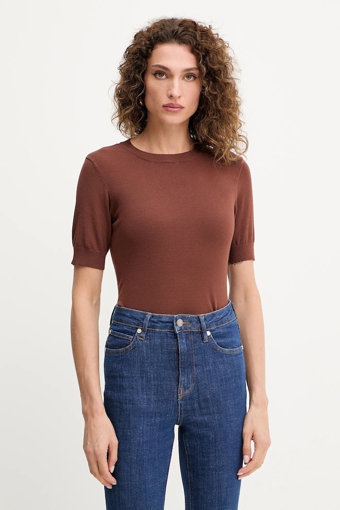 Silvian Heach t-shirt ATLAM regular brązowy GPA25040MA