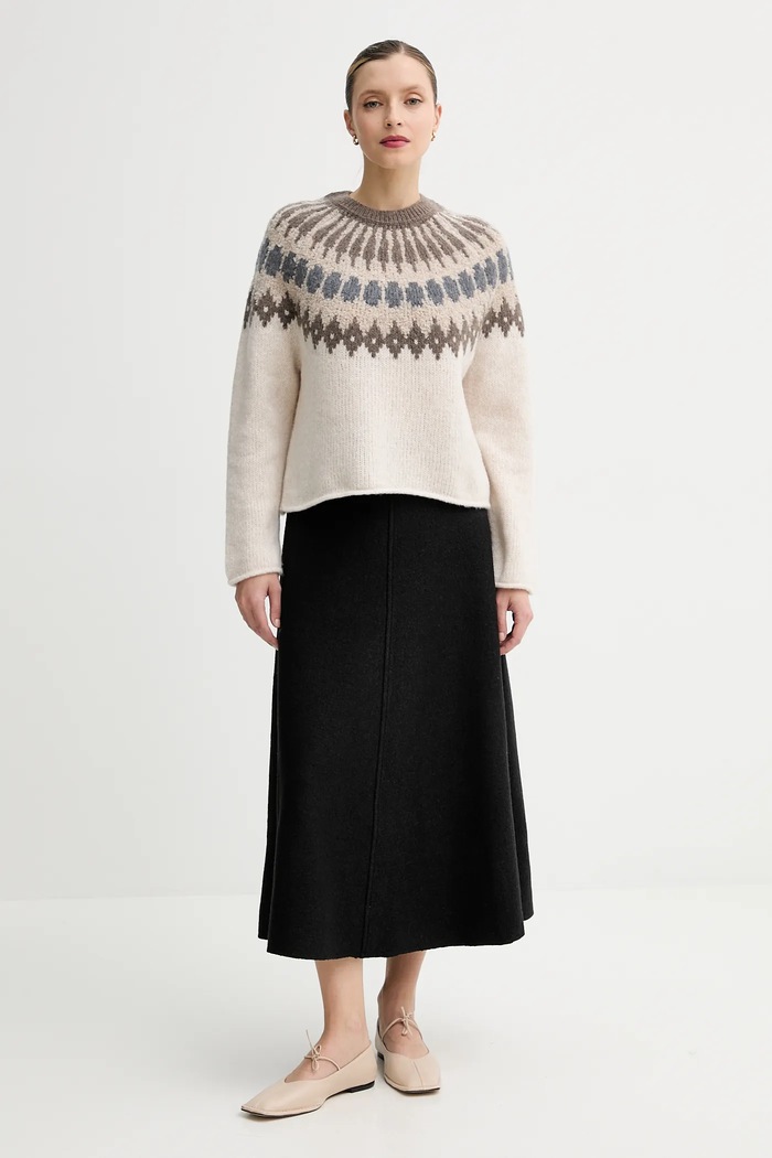 Marc O'Polo sweter z dodatkiem wełny 510610260225 beżowy ZW25