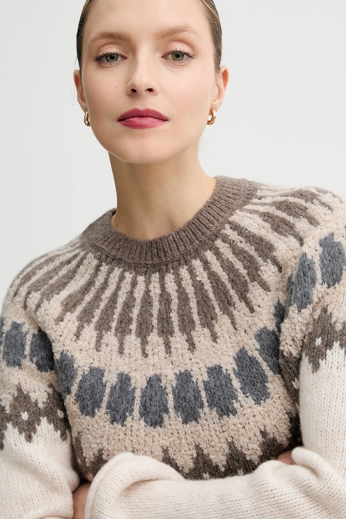 Marc O'Polo sweter z dodatkiem wełny beżowy 510610260225