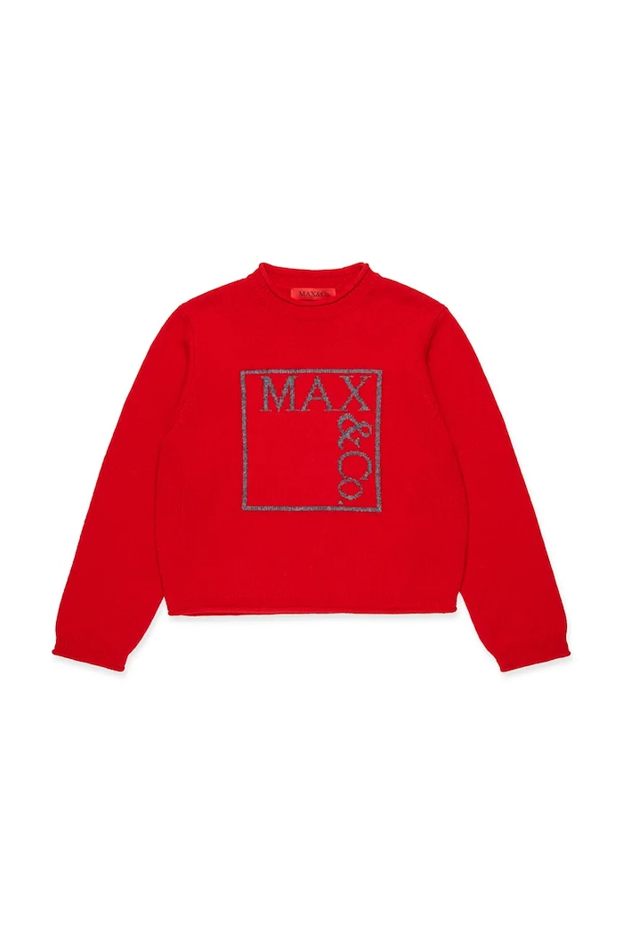Detský sveter s prímesou vlny MAX&Co. MAXK21F KNITWEAR MX0233 červená ZW25