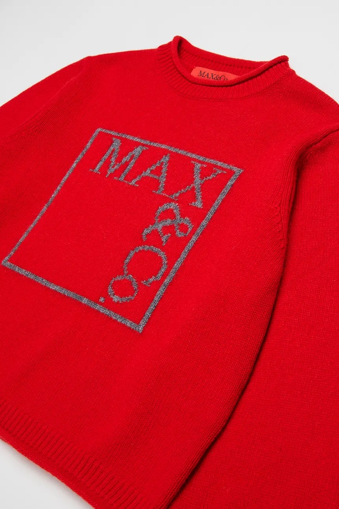 Detský sveter s prímesou vlny MAX&Co. MAXK21F KNITWEAR červená MX0233
