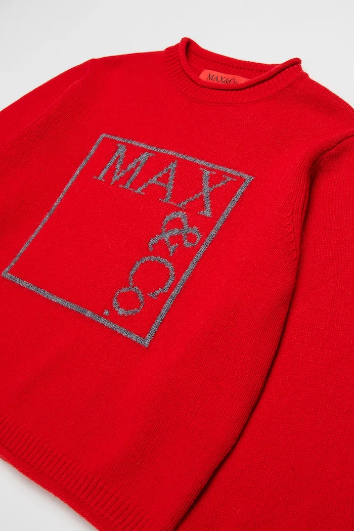 Detský sveter s prímesou vlny MAX&Co. MAXK21F KNITWEAR červená MX0233