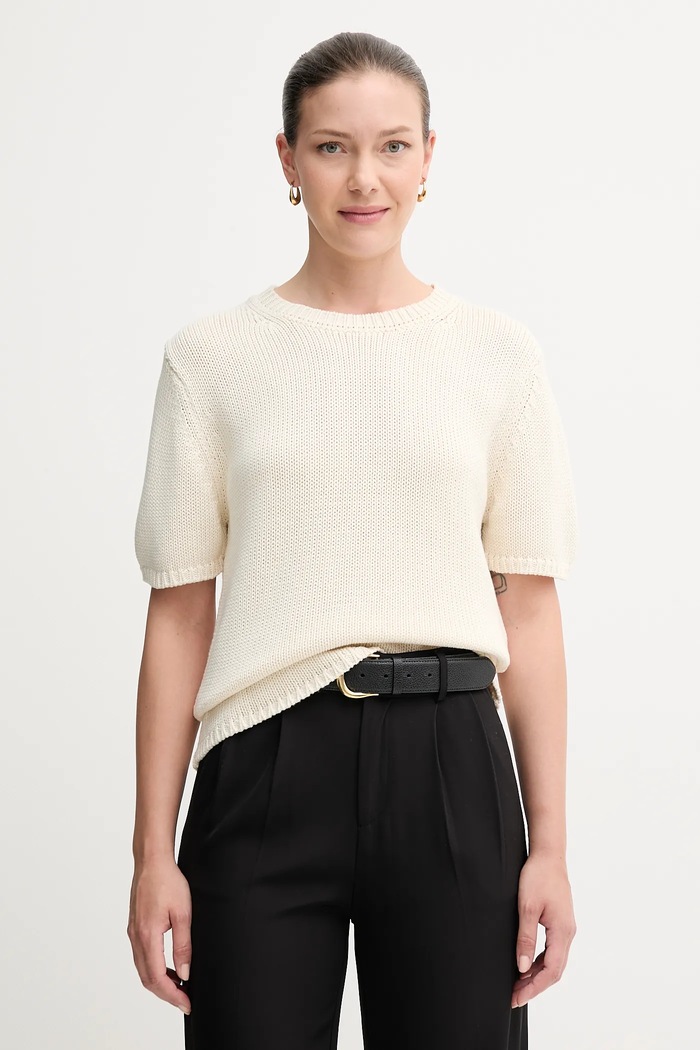 Mos Mosh maglione da donna in cotone Arin a maglia fine beige 170680