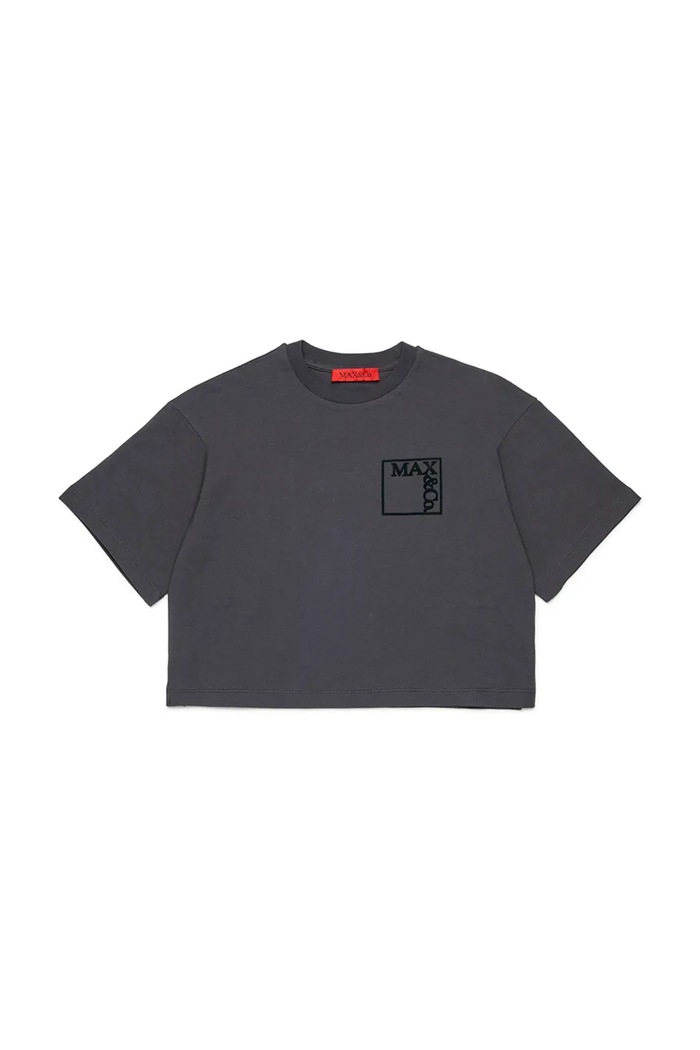 Max&Co. Tricou de bumbac pentru copii MAXT23F OVER T-SHIRT gri MX0197