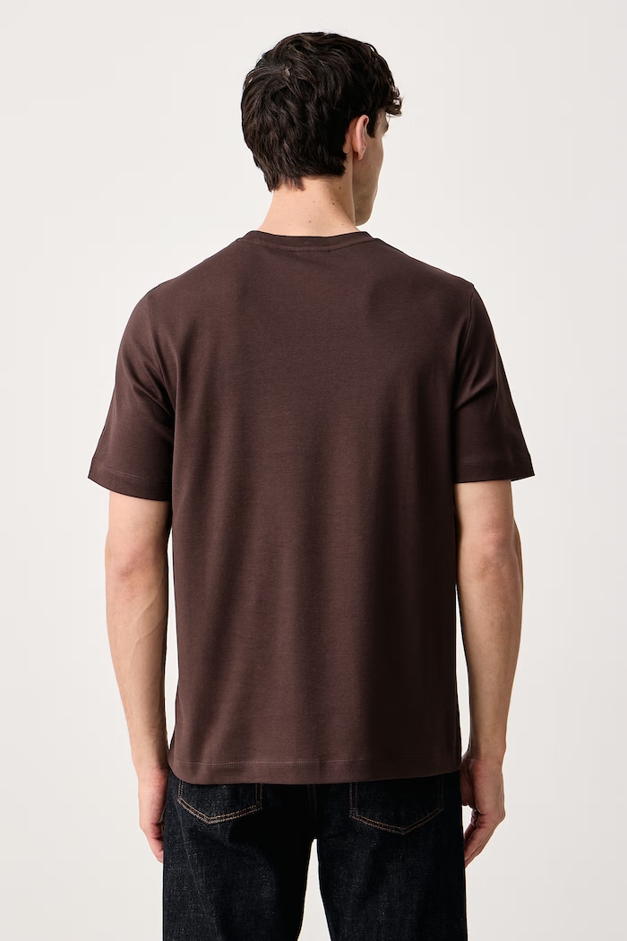 Mos Mosh T-shirt męski bawełniany DARREN 508280 brązowy AW25