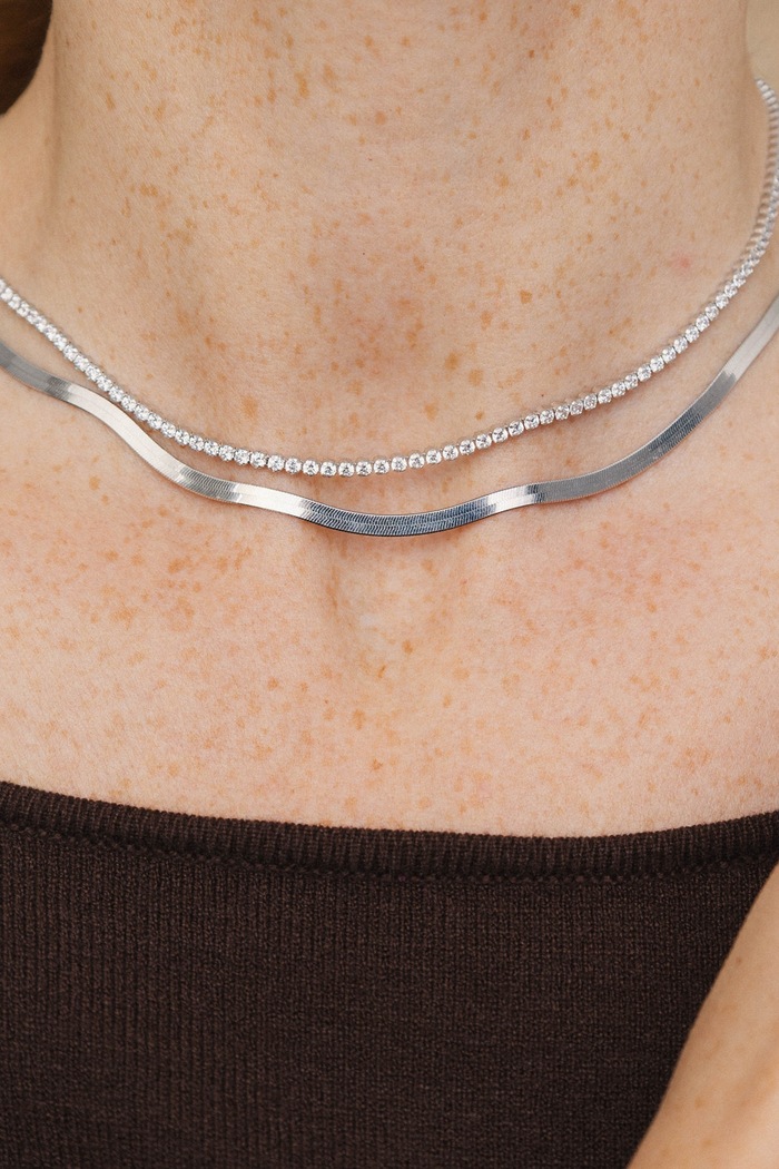 Akcesoria ANIA KRUK Naszyjnik damski srebrny z cyrkonią GLAMOUR SMVNC2792 srebrny