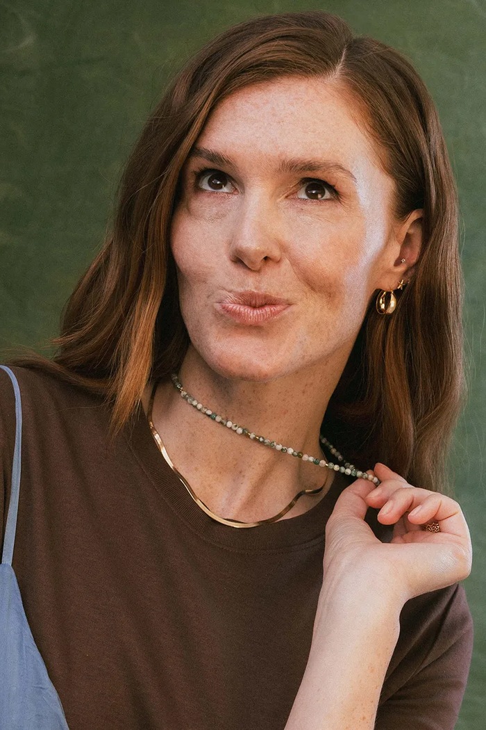 ANIA KRUK Choker damski srebrny pozłacany z agatem SUMMER złoty SAKNN3649Z