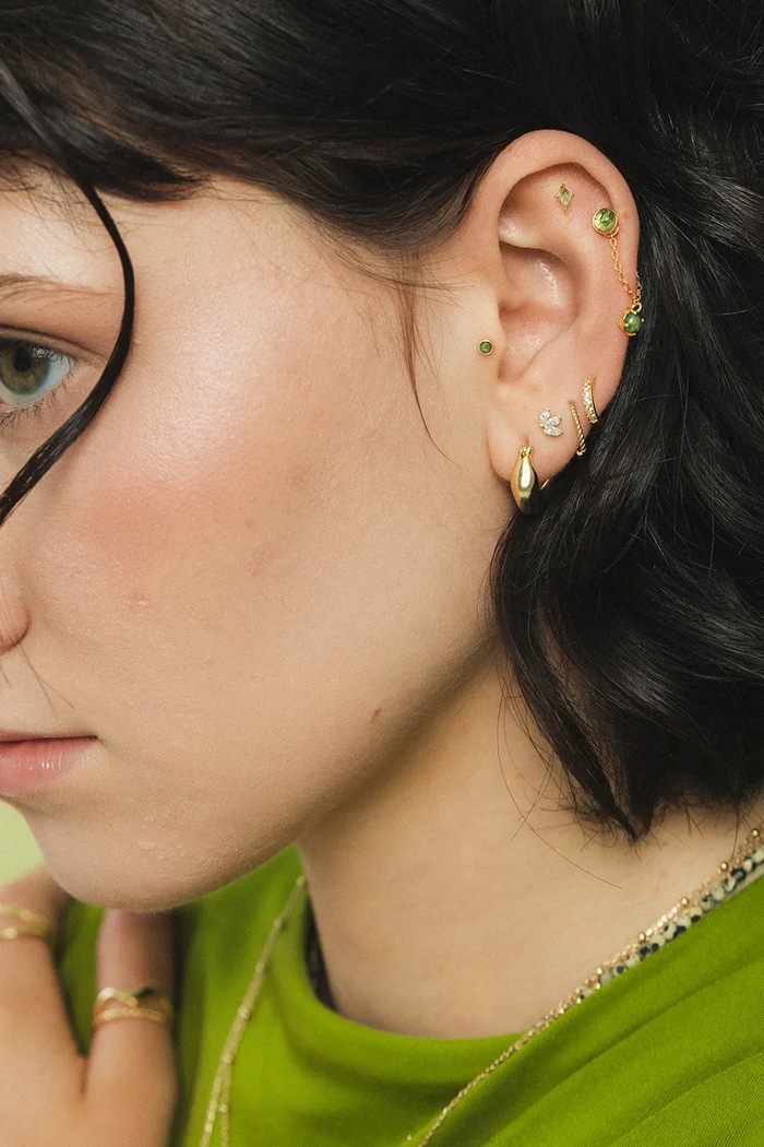 ANIA KRUK kolczyk damski srebrny pozłacany z agatem ROCK IT złoty SRUKN3636Z