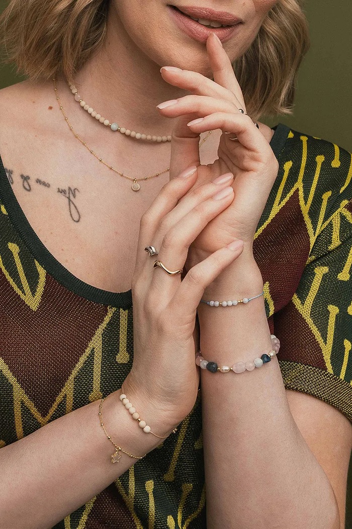 ANIA KRUK bransoletka damska srebrna pozłacana z masą perłową ARIEL złoty SLTAP3302Z