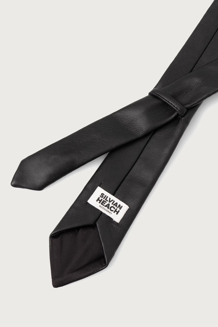 Silvian Heach Krawat męski z imitacji skóry MILANOV RCA26036CR czarny ZW26
