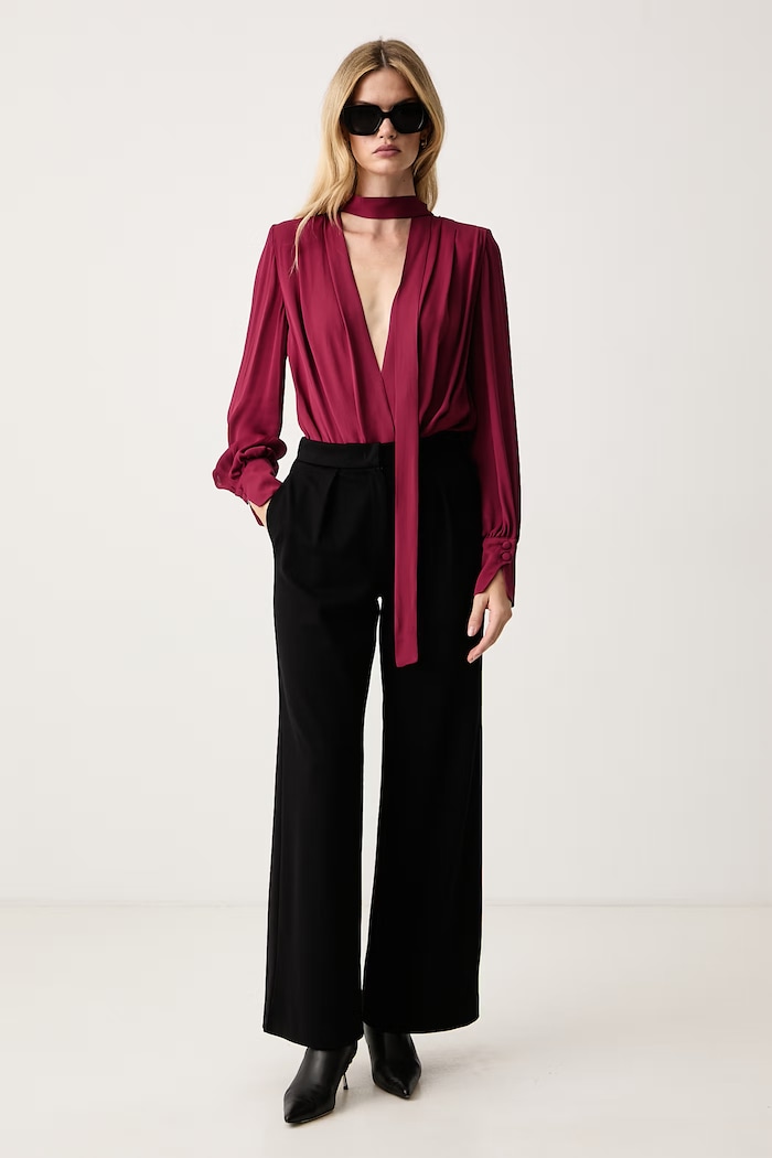Silvian Heach Body damskie z wiskozy XILIRTI GPA26455BD bordowy ZW26