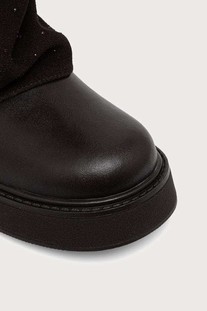 Kozaki damskie skórzane Goe UU2N4404.BROWN brązowy