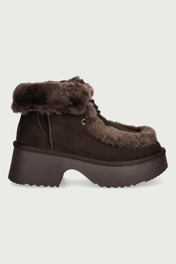 Goe Botki na platformie damskie zamszowe UU2N4303.BROWN brązowy ZW26