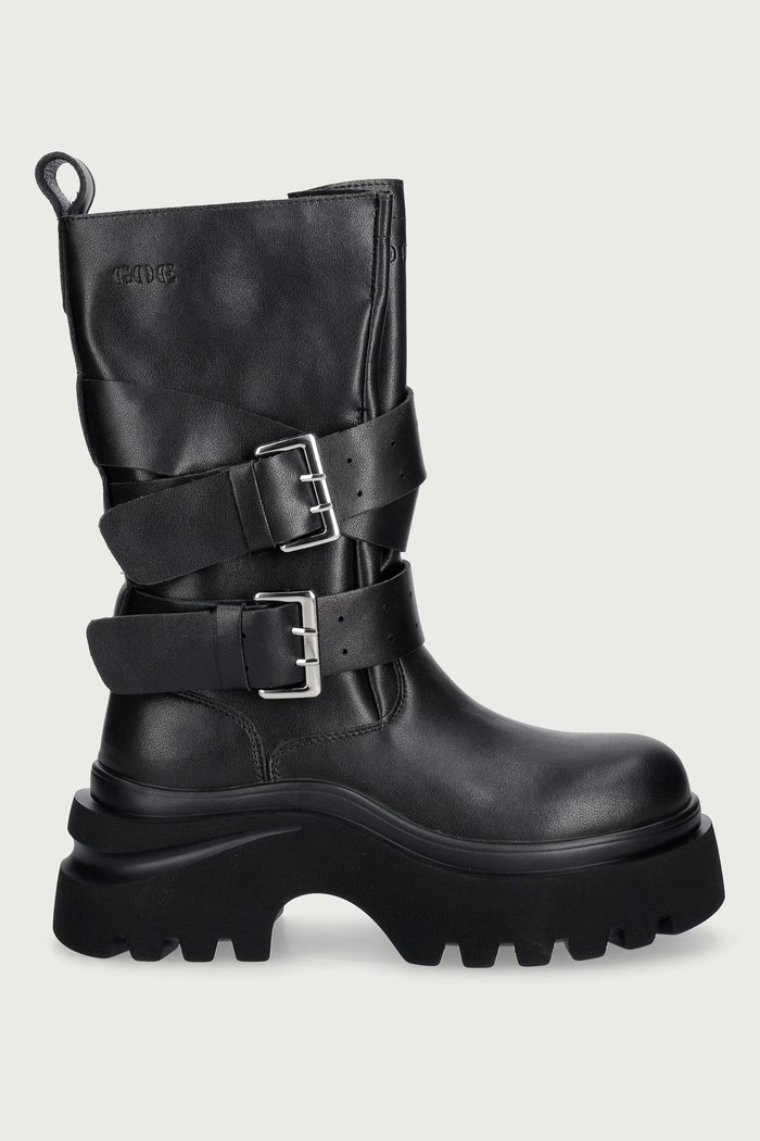 Goe Botki damskie skórzane UU2N4107.BLACK czarny ZW26