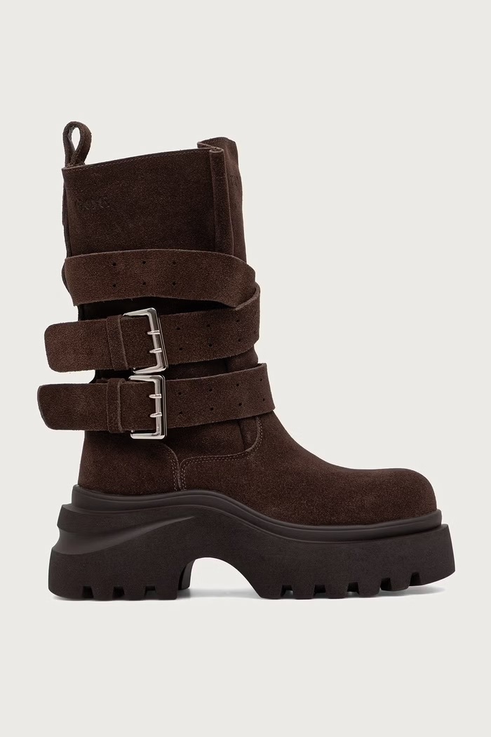 Goe Kozaki na platformie damskie zamszowe UU2N4106.BROWN brązowy ZW26