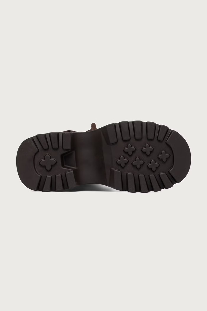 Kozaki na platformie damskie zamszowe Goe UU2N4106.BROWN brązowy