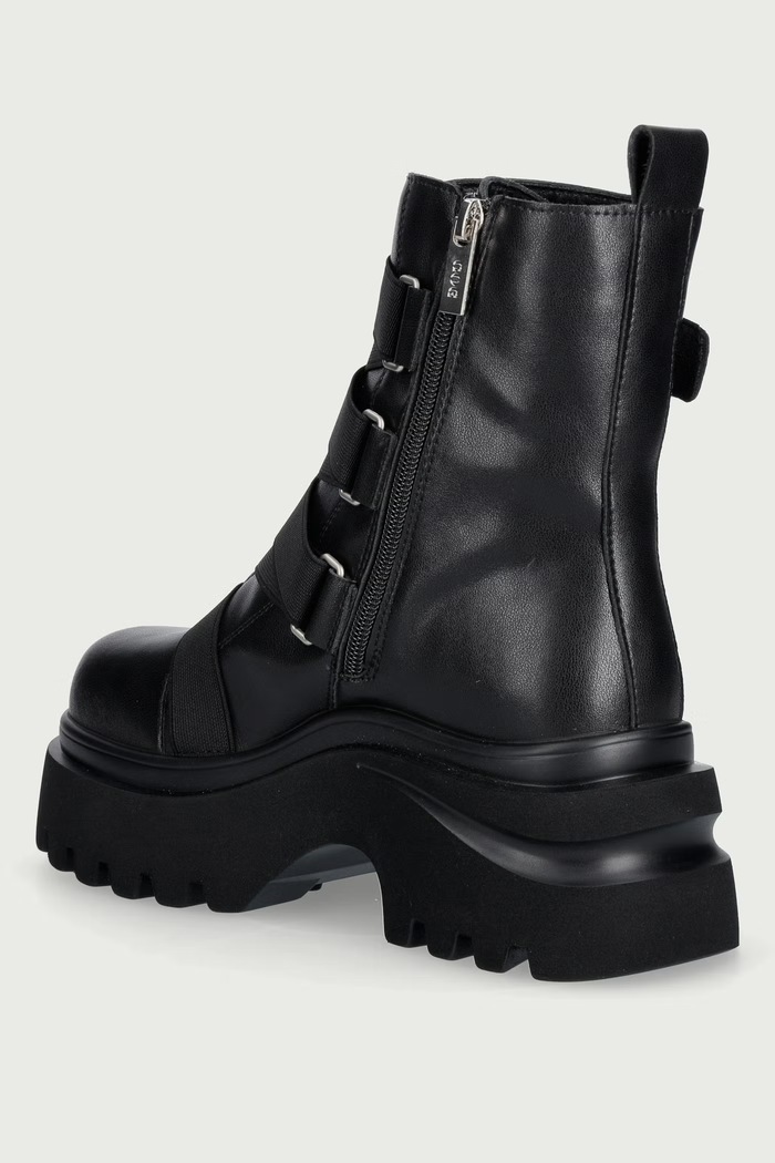 Obuwie Goe Botki na platformie damskie skórzane UU2N4105.BLACK czarny