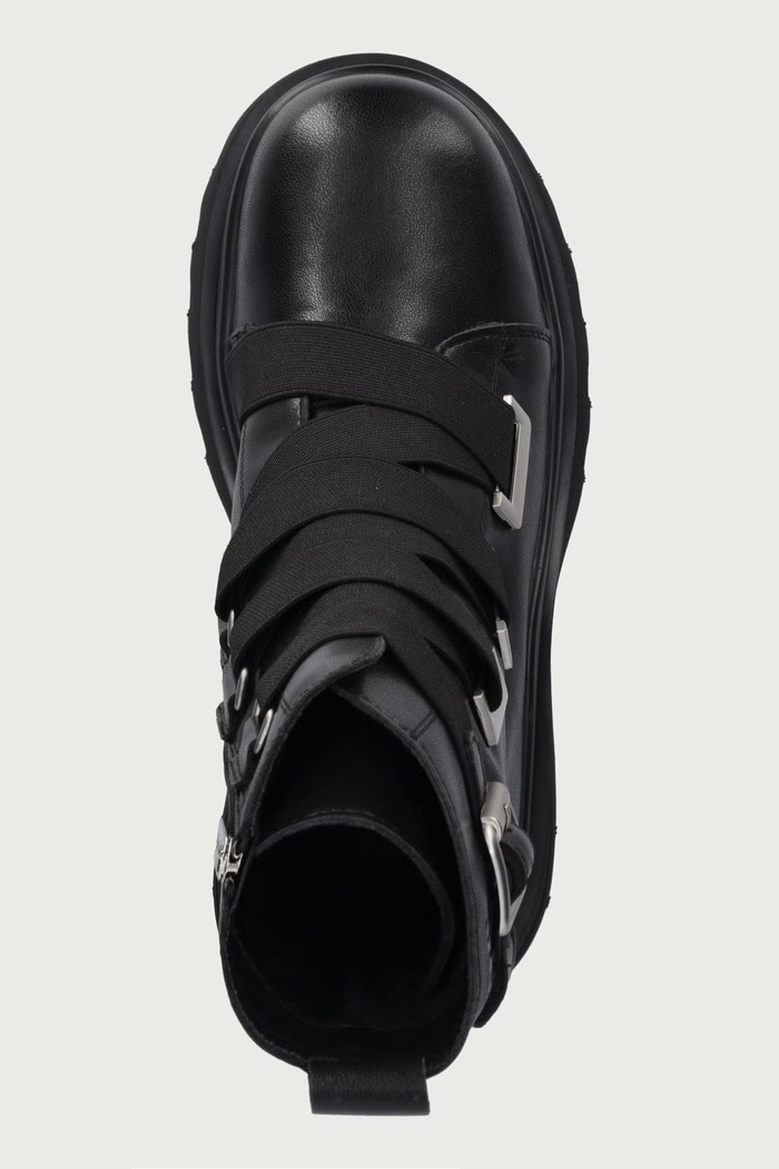 Botki na platformie damskie skórzane Goe UU2N4105.BLACK czarny