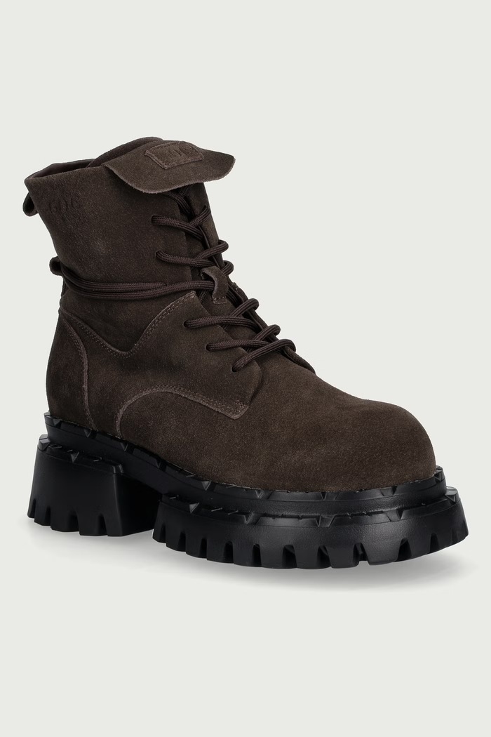 Goe Workery na platformie damskie zamszowe brązowy UU2N4101.BROWN