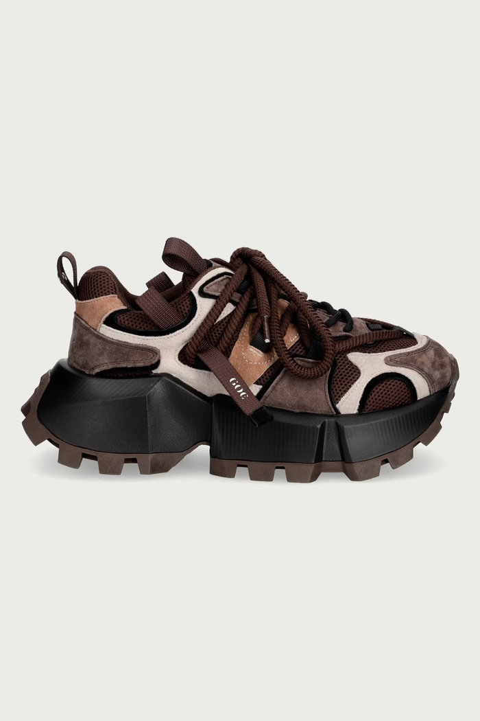 Goe Sneakersy damskie skórzane UU2N4012.BROWN brązowy ZW26