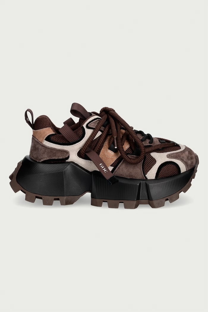 Goe Sneakersy damskie skórzane UU2N4012.BROWN brązowy ZW26