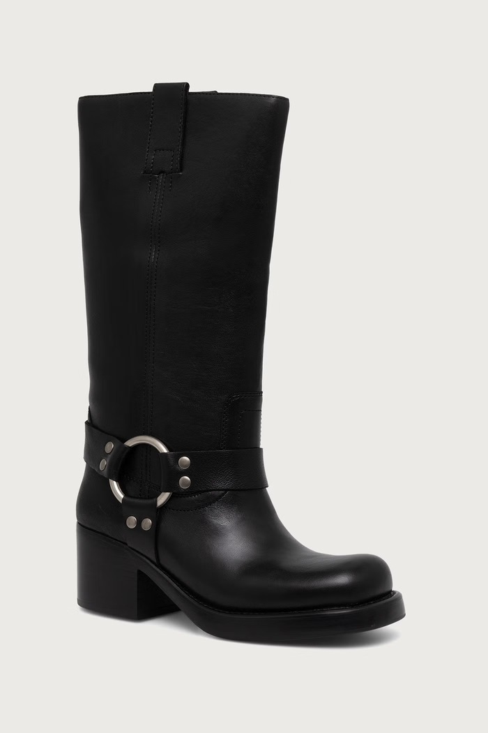 Jeffrey Campbell Botki motocyklowe damskie skórzane REFLECTION czarny JC.1192.6.4