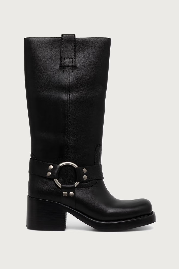 Jeffrey Campbell Botki motocyklowe damskie skórzane REFLECTION JC.1192.6.4 czarny ZW26