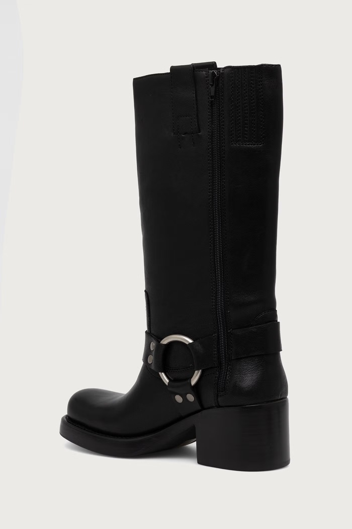 Obuwie Jeffrey Campbell Botki motocyklowe damskie skórzane REFLECTION JC.1192.6.4 czarny