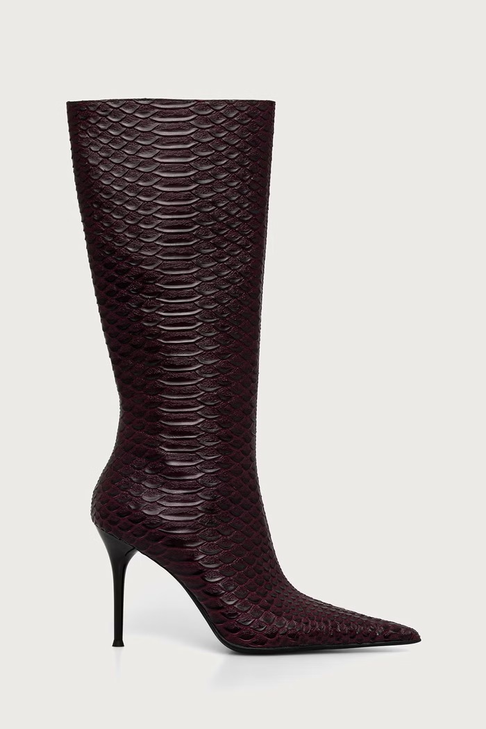 Jeffrey Campbell Kozaki na szpilce damskie skórzane PROPOSAL bordowy JC.1385.5.1