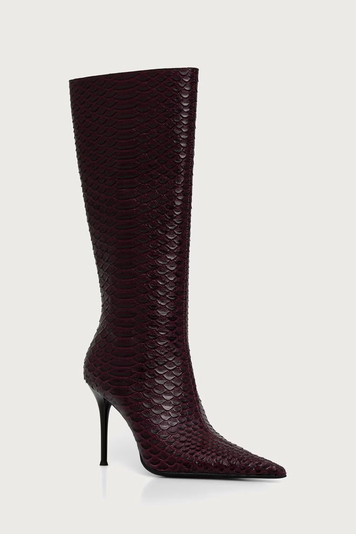 Jeffrey Campbell Kozaki na szpilce damskie skórzane PROPOSAL JC.1385.5.1 bordowy ZW26