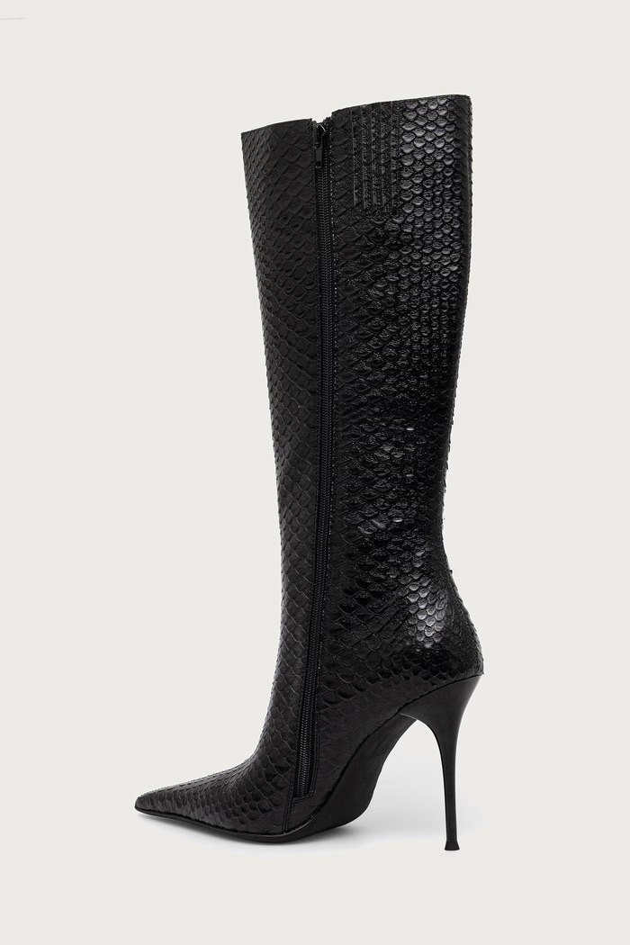 Obuwie Jeffrey Campbell Kozaki na szpilce damskie skórzane PROPOSAL JC.1385.5.1 czarny