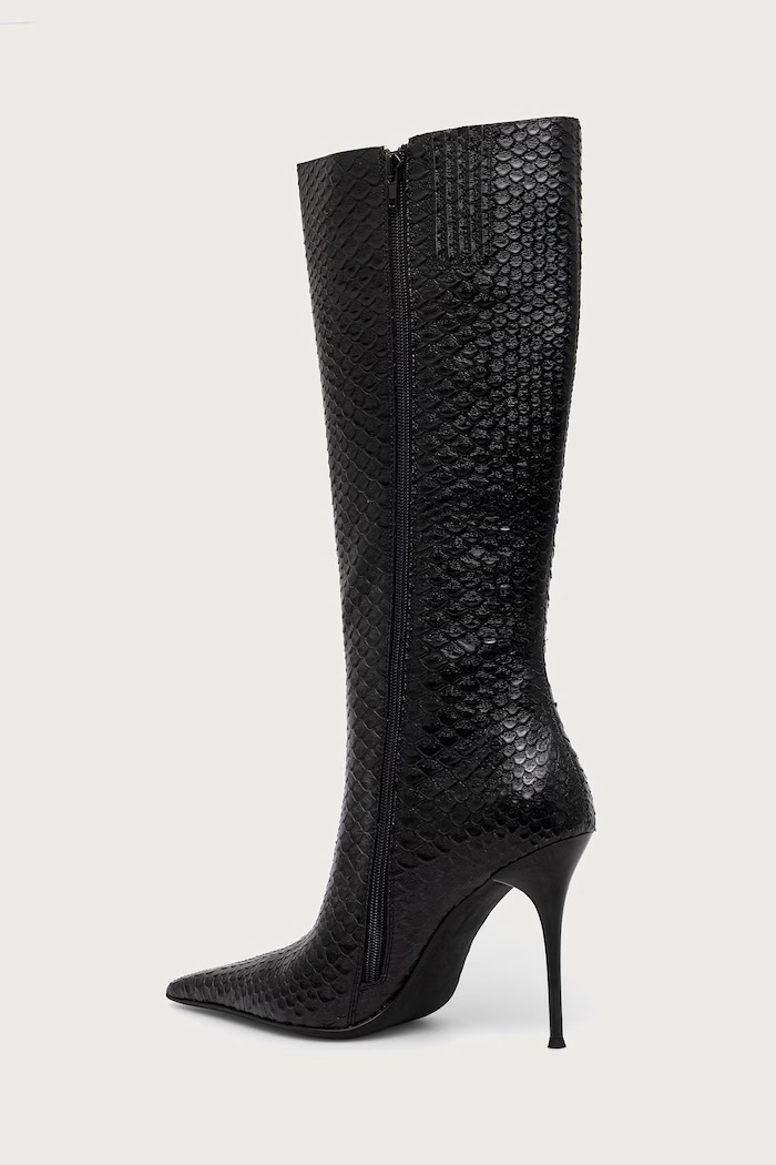 Obuwie Jeffrey Campbell Kozaki na szpilce damskie skórzane PROPOSAL JC.1385.5.1 czarny