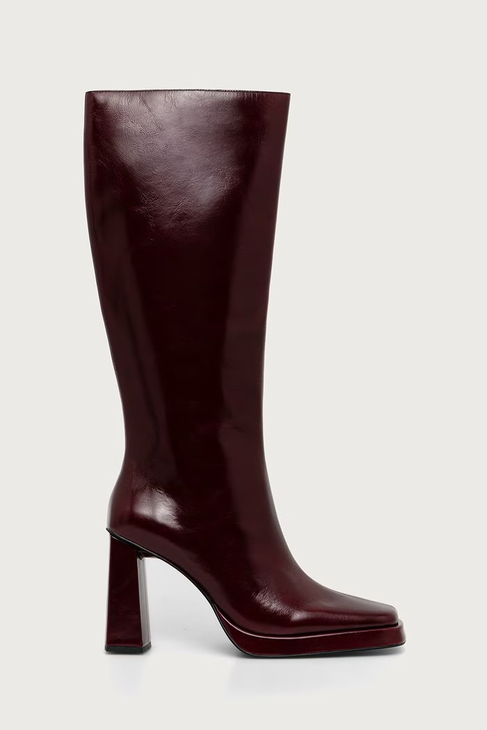 Jeffrey Campbell Kozaki na słupku damskie skórzane Maximal bordowy JC.852.1.53