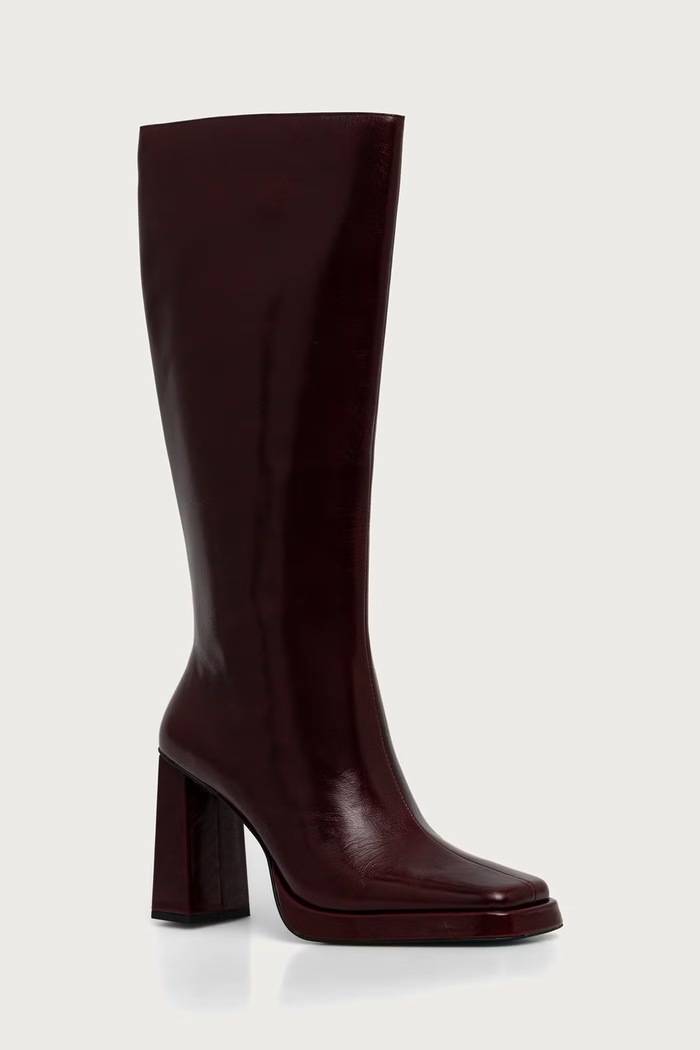 Jeffrey Campbell Kozaki na słupku damskie skórzane Maximal JC.852.1.53 bordowy ZW26